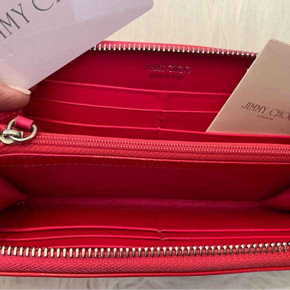EUC Authentic Jimmy Choo Star Studded Red Patten Leather Wallet. - Picture 5 of 5